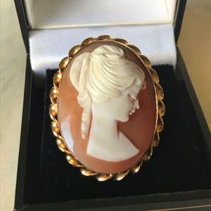 SHELL CAMEO PIN PENDANT RONCI GOLD FILLED